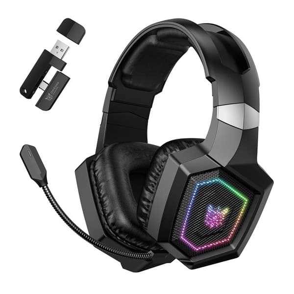 ONIKUMA Gaming Headset Triple Mode RGB-belysning Surround Sound Bluetooth-hovedtelefoner Black