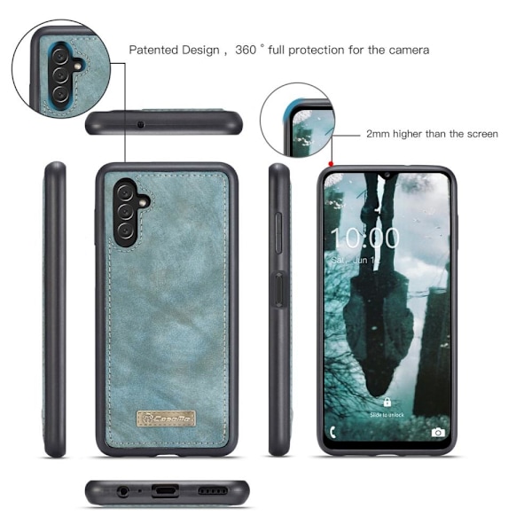 CASEME Samsung Galaxy A13 5G / A04s 4G Retro läder plånboksfodral - Blå Blå