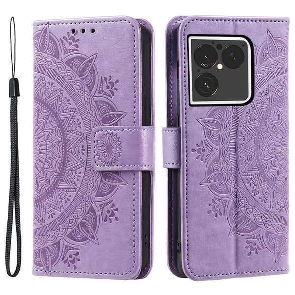 Lommebokdeksel med Stativ og Håndleddsstropp til Sony Xperia 1 VIII Purple