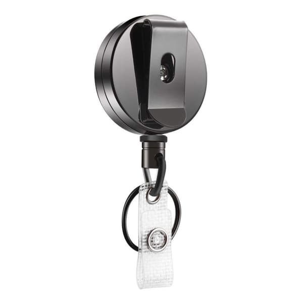 4cm Retractable Key Chain Zinc Alloy Key Ring Heavy Duty Retractable Svart