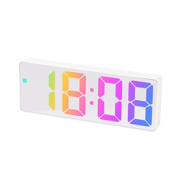 LED-klocka Elektronisk digital väckarklocka Färgglad 12/24H Vit Vit