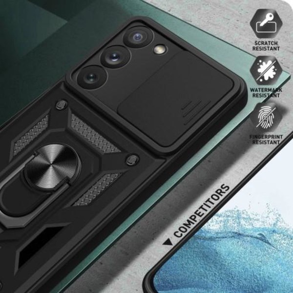 Samsung Galaxy S23 Iskunkestävä TPU+PC Kickstand Puhelinkotelo A Black