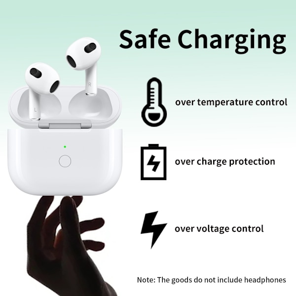Til AirPods 3 Opladningsetui Indbygget 620mAh batteri Trådløs opladning USB-C White