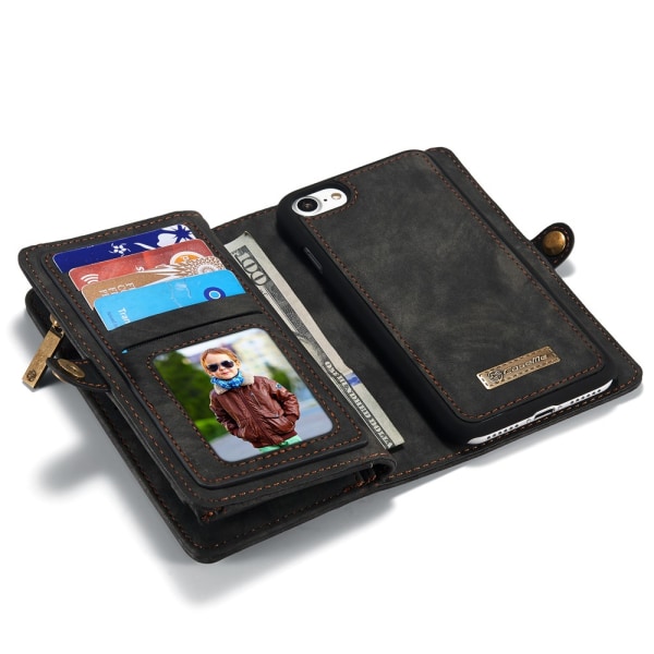 CASEME iPhone 8 / 7 / SE Retro Split läder plånboksfodral - Grå grå