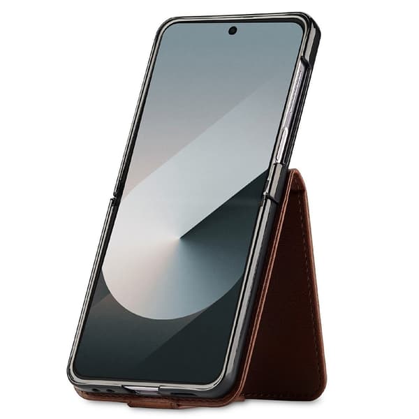 LC.IMEEKE Telefondeksel med kalveskinntekstur til Samsung Galaxy Z Flip8 Brown