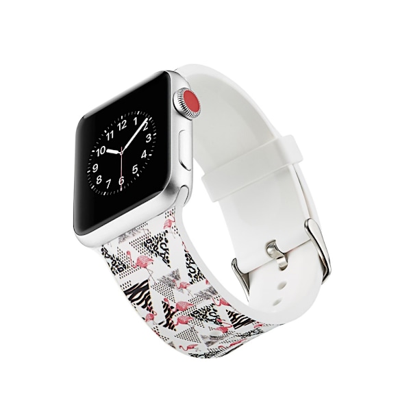 Silicone Watchband for Apple Watch 4 44mm, Series 3 / 2 / 1 42mm - Flamingo Multicolor