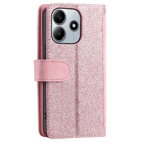 Xiaomi Redmi Note 14 4GC Kuori Vetoketjutaskulla ja 9 Korttipaikalla - RoseGold Pink gold