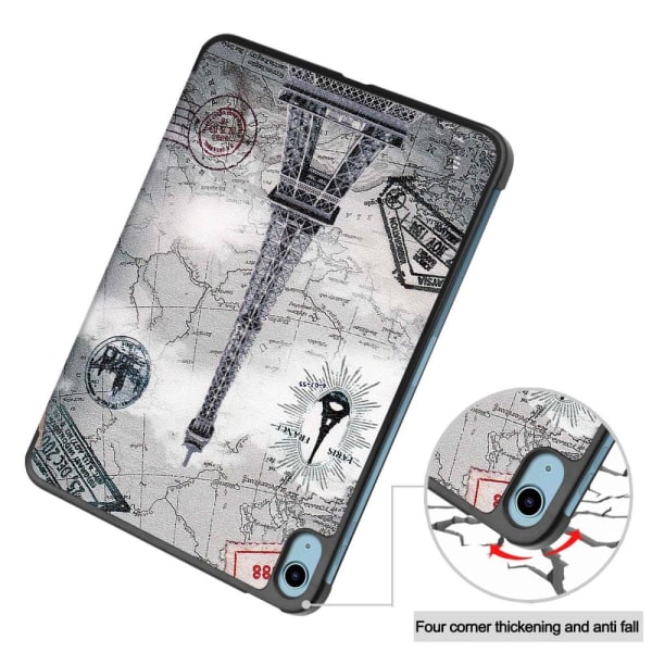 Apple iPad 10.9 2022 Slim fit tri-fold fodral - Map Multicolor