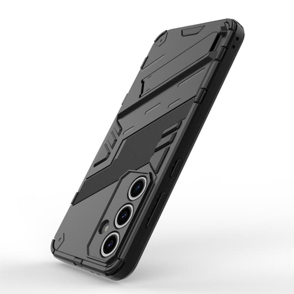 Til Samsung Galaxy S24 FE Kickstand Hybrid Hårdt PC Blødt TPU Telefoncover - Sort Black