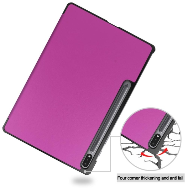 Tri-fold Stand Smart Case for Samsung Galaxy Tab S7 Plus / S8 Plus - Purple Purple