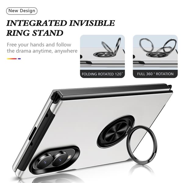 Hybridtelefonfodral med ringhållare till Samsung Galaxy Z Fold8 Silver