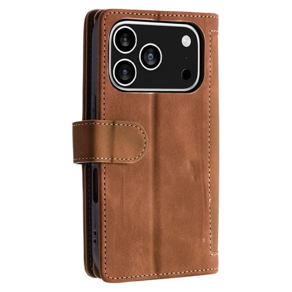iPhone 17 Pro Kuori Vetoketjutaskulla ja 9 Korttipaikalla Brown