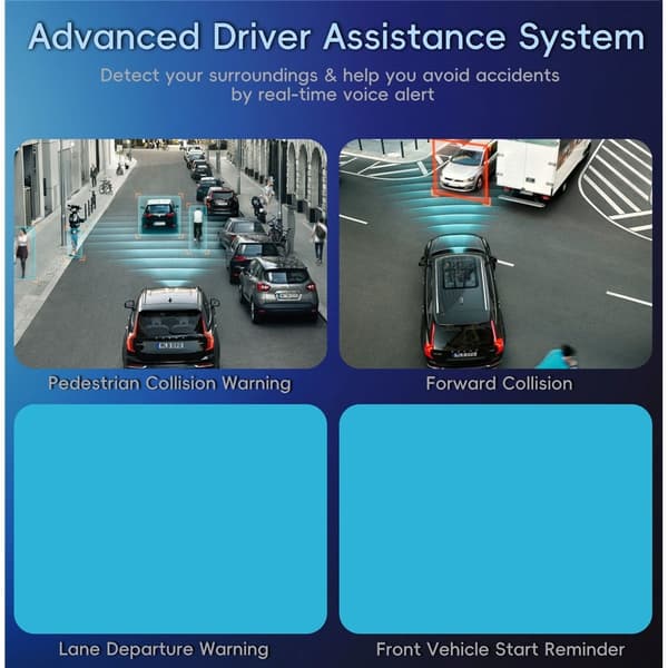 Dobbelt 4K Dash Cam-kamera HDR Nattsyn ADAS GPS Parkeringsovervåking DVR Black