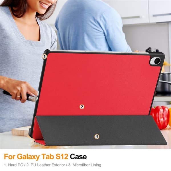 Nettbrettdeksel med støtteben til Samsung Galaxy Tab S12+ Red