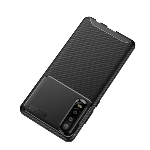 Huawei P30 Karbonfiber Teksturcover - Sort Black