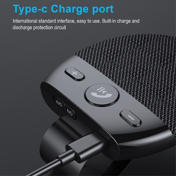 Bil Visir Bluetooth V5.0 Högtalare Handsfree Call Car Kit Musik Svart