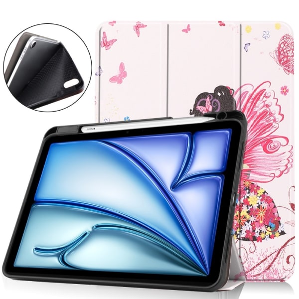 iPad Air 11 (2024) Kolminkertainen Teline Tabletin Suojakuori Kynäpidikkeellä - Girl Multicolor