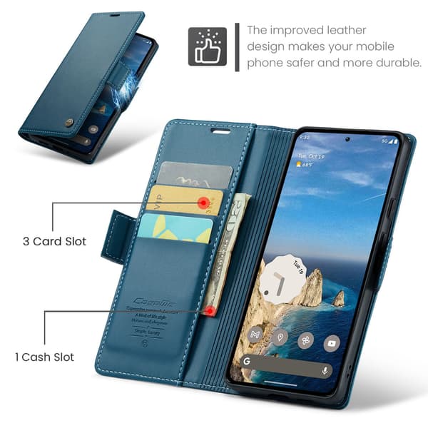CASEME För Google Pixel 10 Pro / 10 / 9 Pro / 9 Fodral Stativ Telefonfodral Blå