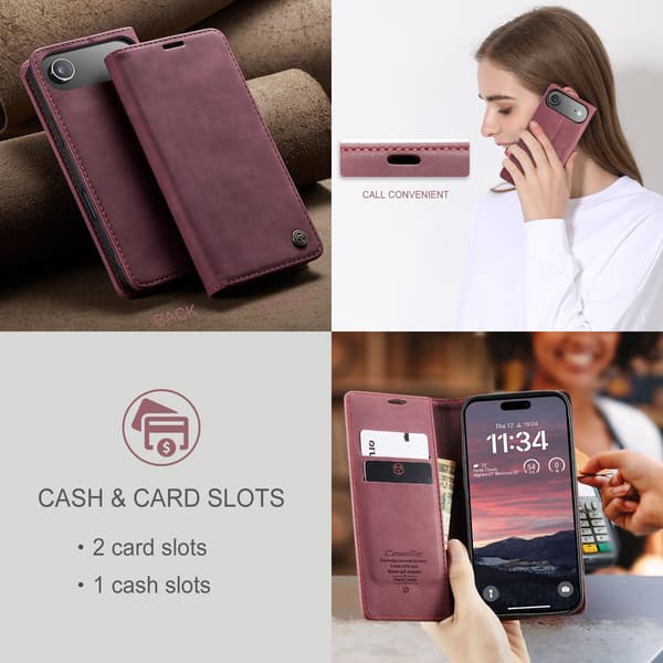 CASEME Retro lompakkokotelo iPhone Air Red