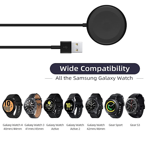 Oplader til Samsung Galaxy Watch6 Classic 43 47mm Watch4 Classic 42 46mm Black