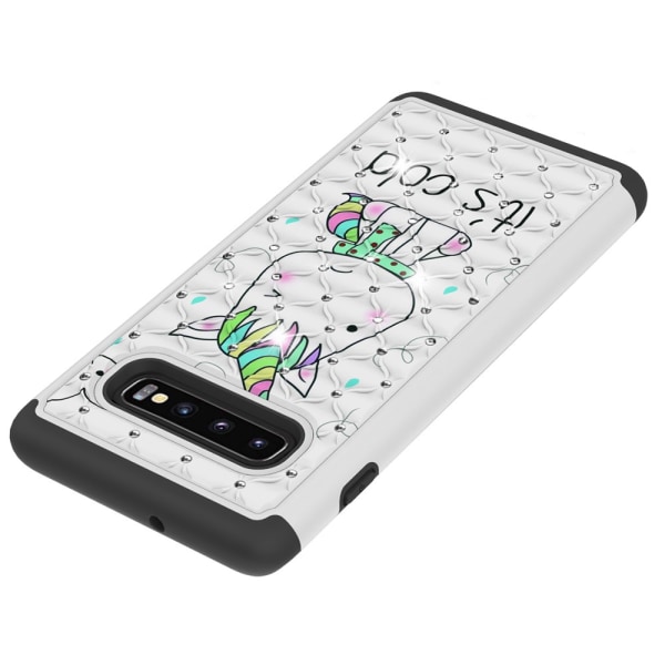 Samsung Galaxy S10+ Pattern PC TPU Phone Shell - Unicorn Black