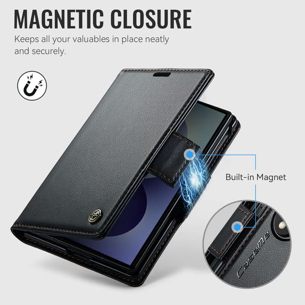 CASEME Glansigt telefonplånboksfodral till Samsung Galaxy Z Fold8 Svart