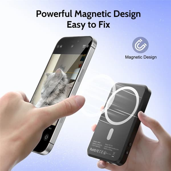 Smarttelefon Selfie Skjermspeiling Magnetisk Bakskjerm Livestreaming Bluetooth Black