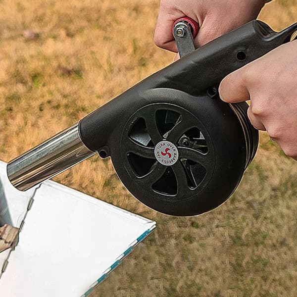 Grill Eld bränna BBQ Luftfläkt Camping Spis Vindblåsverktyg Svart