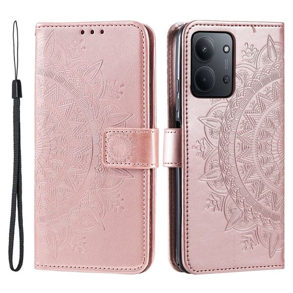 För Xiaomi Redmi 15C Stativfodral Totem Plånboksfodral Rosa guld