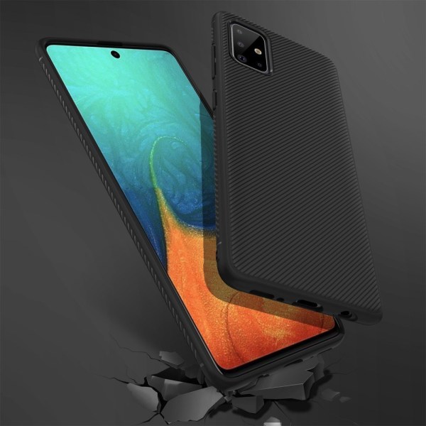 Jazz Twill Texture TPU Cover til Samsung Galaxy A71 - Sort Black