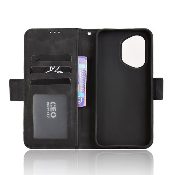 Til Honor 400 5G Etui Telefonpung med Flere Kortlommer - Sort Black