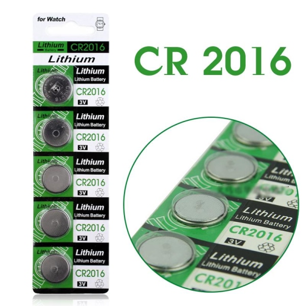 Celler-knapbatteri DL2016 KCR2016 CR2016 LM2016 BR2016 - 5 stk Silver