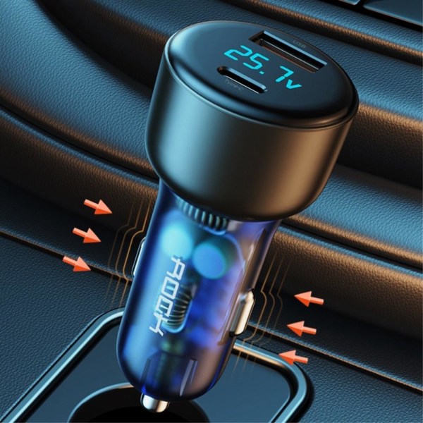 ROCK H16 72W Mycket Snabb Billaddare Laddare USB-C + USB 2 Port Svart