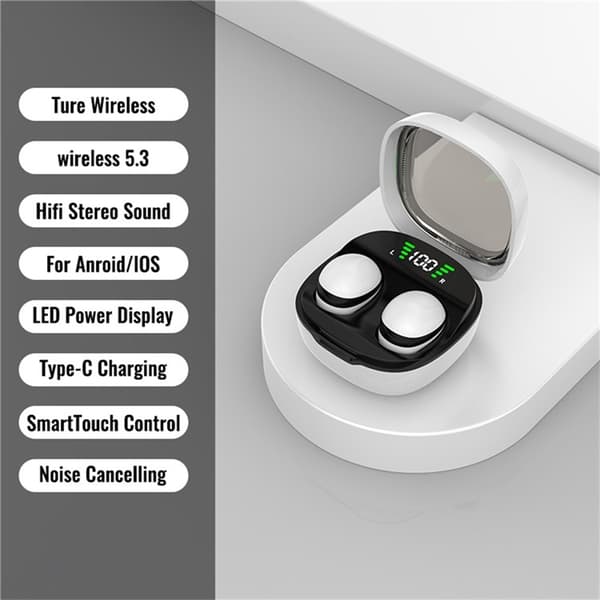 Trådlösa Hörlurar In-Ear HiFi Stereoljud Bluetooth -Sleep HD basljud - Vit Vit