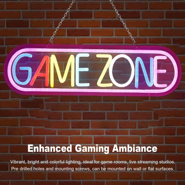 Gaming LED Neonlys Veggdekorasjon Spillrom Atmosfære Lampe Romdekorasjon White