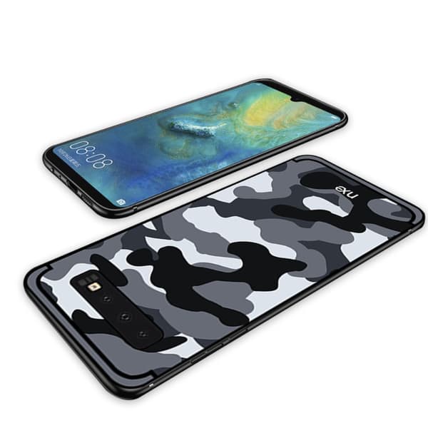NXE Camouflage Pattern TPU Mobile Phone Suojakuori Samsung Galaxy S10 Plus - Harmaa Grey