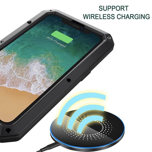 Robust Hybrid-etui med herdet glass for iPhone 15 Black