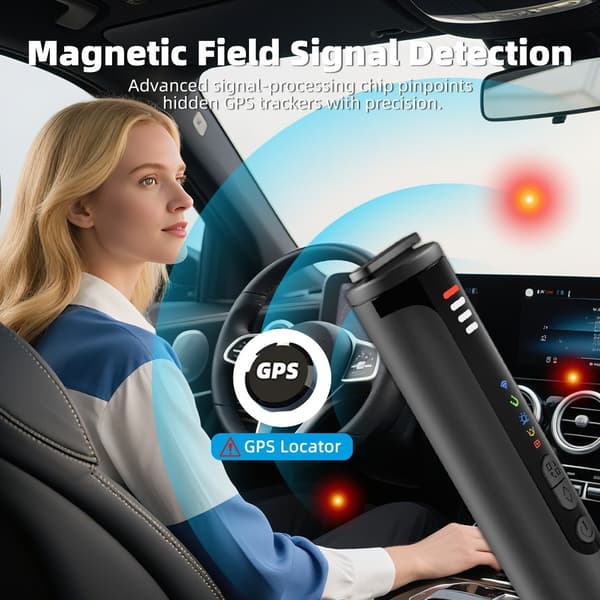 Dold kamera buggdetektor GPS-signal magnetfältsdetektering Svart