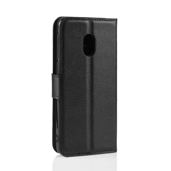 Litch Skin PU Walle Case hvid stativ til Alcatel 1C 2019 - Sort Black