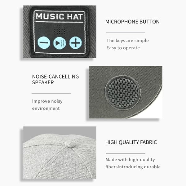 YX2 Hat Cap Trådløs Bluetooth - hovedtelefon Musikhøjttaler Smart Cap Black