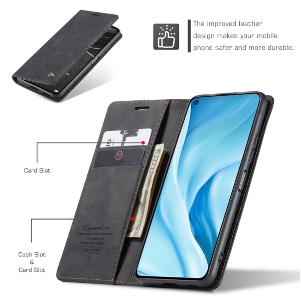 CASEME Retro tegnebog taske til Xiaomi Mi 11 Lite - Sort Black