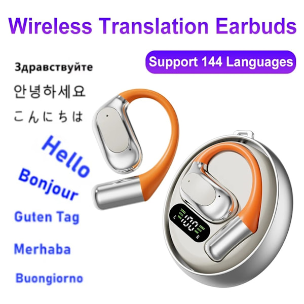 144 Sprog Oversættelse Oversætter Smart Oversætter Headset Bluetooth Realtid Grey