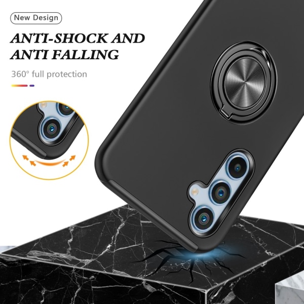 Samsung Galaxy A55 Fingerring Kickstand Hybrid Taske Black