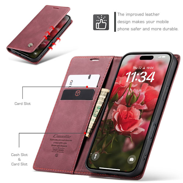 CASEME Lommebok-deksel Til iPhone 17 Red