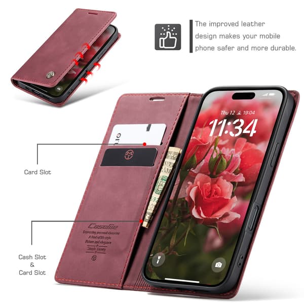 CASEME Retro tegnebog taske til iPhone 17 Red