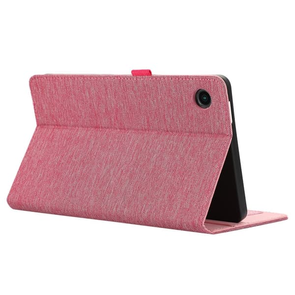 Samsung Galaxy Tab A9 Vikbart fodral korthållare Tygtextur Rosa