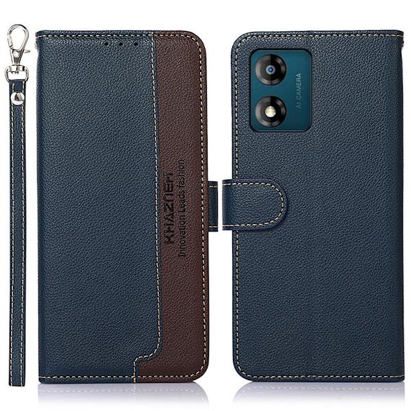 KHAZNEH Telefondeksel for Motorola Moto E13 4G - Blå/Brun Blue
