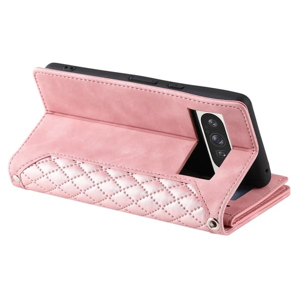 Til Google Pixel 10 Pro XL Zipper Wallet Case Rhombus Telefoncover Pink