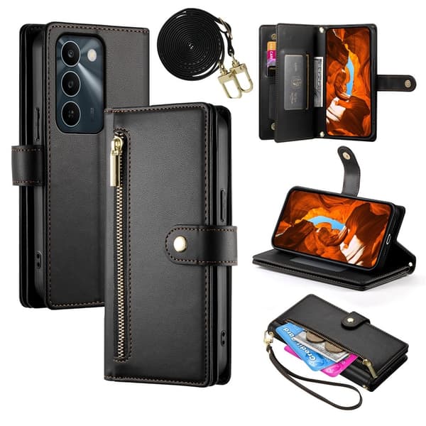 Telefonlommebokdeksel for Realme C100 5G / C83 5G Black