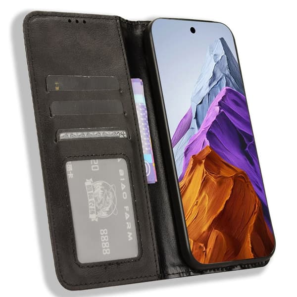 Til Google Pixel 9 Pro XL Stand Phone Case Fuld Protection Pung Cover - Sort Black
